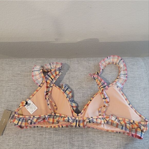 NWT J.Crew Plaid Ruffle Bikini Top - Picture 8 of 10